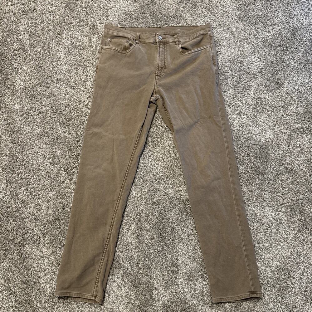 Faherty Jeans Men's 34x32 Brown Straight Fit Stretch Terry 5 Pocket Casual Pants
